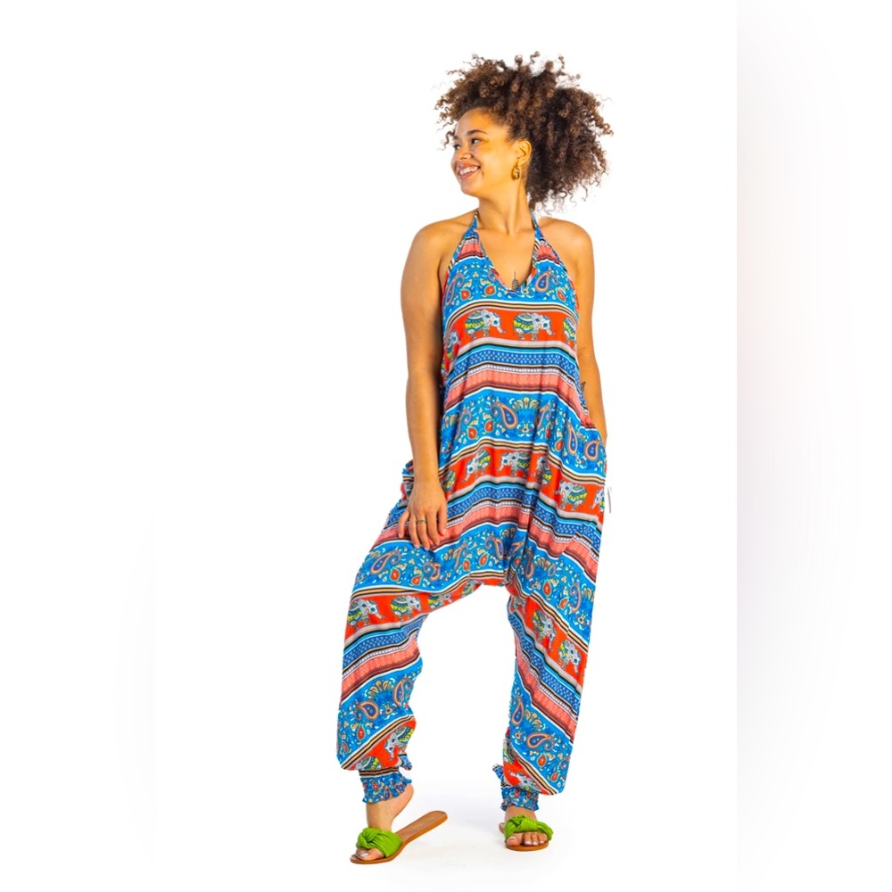 ❤️SAVANNAH FLAIR HAREM JUMPER, BUDDHA PANTS. Colorful Elephant Print